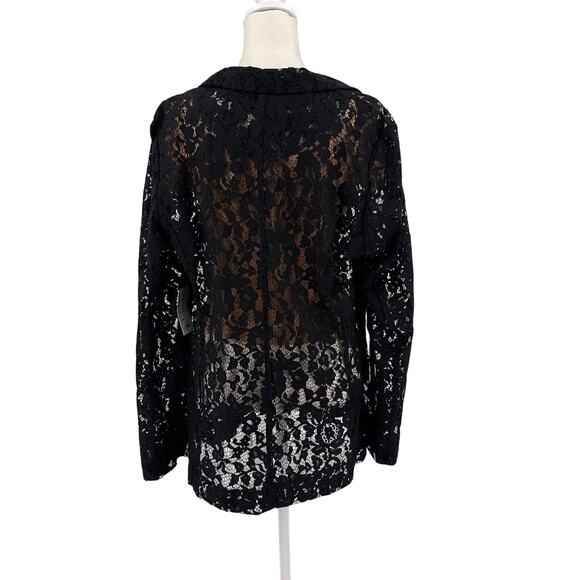 Apt 9 Jacket Black Lace Floral Womens L Open Front Sheer Long Sleeve Evening NWT - Picture 3 of 9